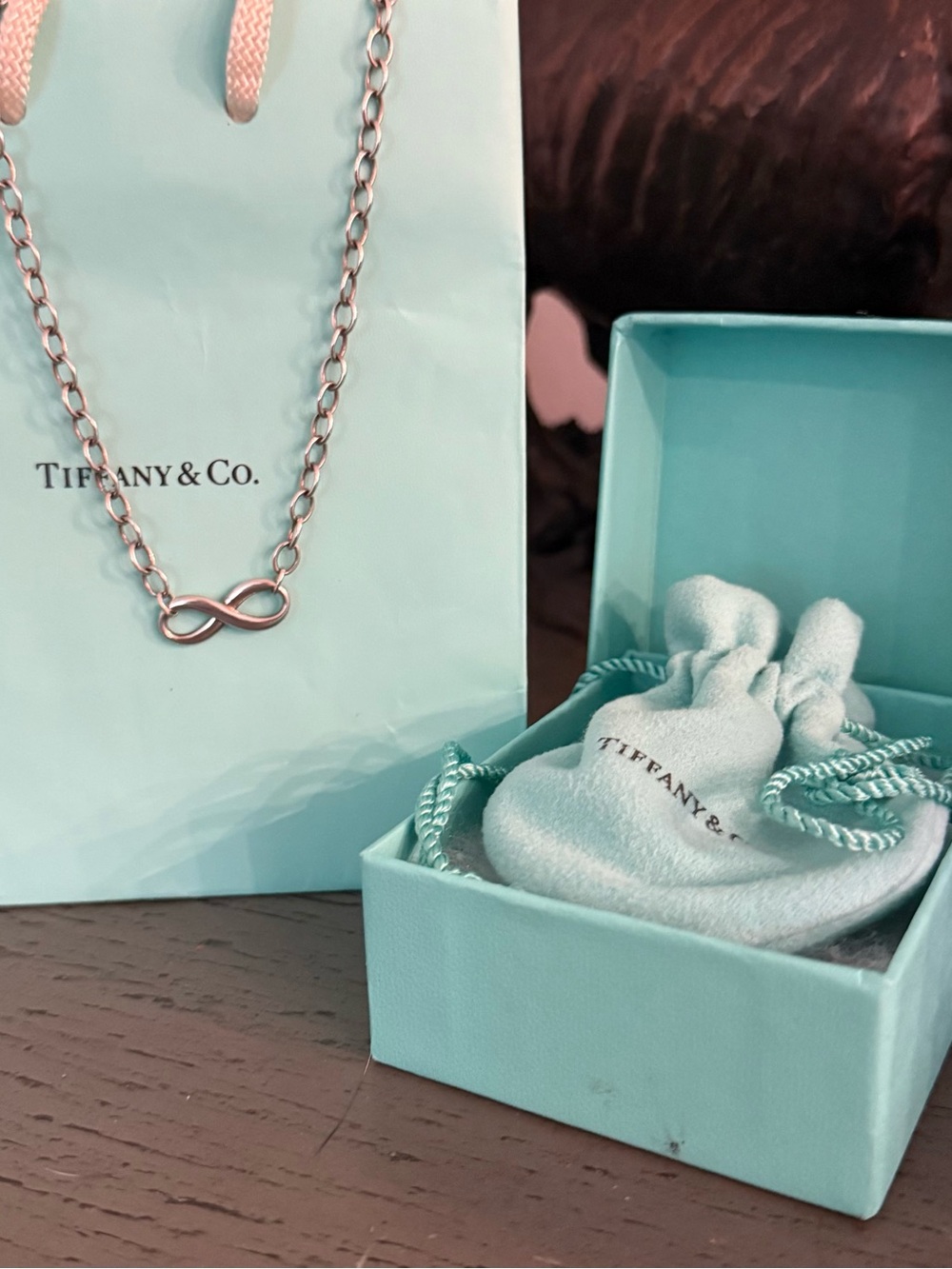 Vintage Tiffany & Co. Infinity Pendant Necklace in Signature Blue
